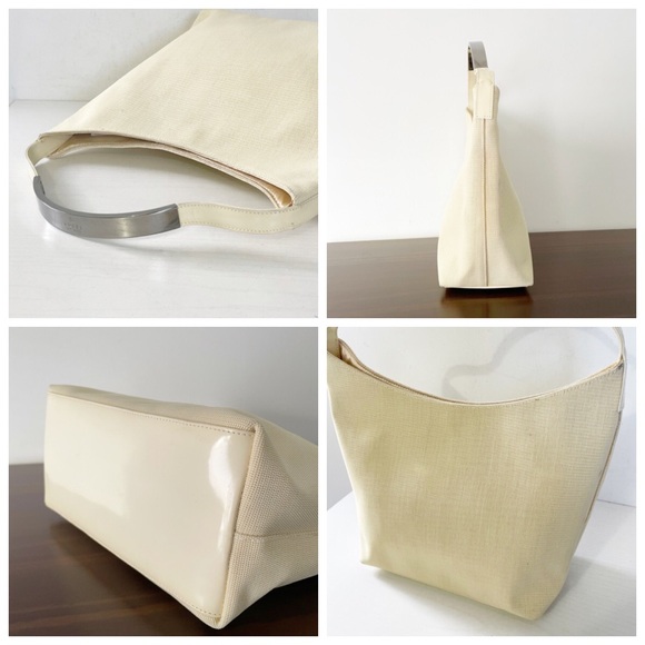 Gucci ivory white nylon vintage metal handle shoulder bag 90s - Picture 3 of 12